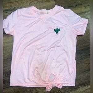 Like new! Zaful Cropped Tie Front Cactus Tee 2/$25